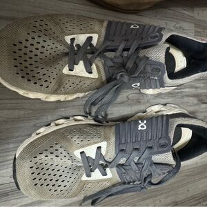 On Running Olive and Beige Athletic Shoes
